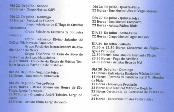 Programa das Festas de S.Tiago 2023