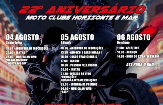 IX Concentração Motard do Moto Clube Horizonte e Mar realiza-se de 4 a 6 de Agosto